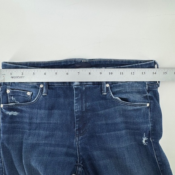 Mother The Looker Skinny Jeans Women 27 Dark Blue Distressed Denim Made in USA - Picture 10 of 11